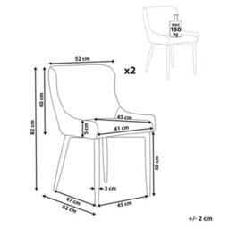 Beliani Set Of 2 Dining Chairs Everly Fabric Light Beige - thumbnail 3