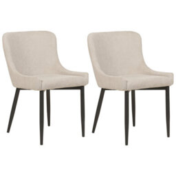 Beliani Set Of 2 Dining Chairs Everly Fabric Light Beige - thumbnail 1