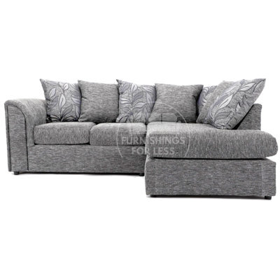 Furnishings For Less UK Byron Dundee Chenille Fabric 3 To 4 Seater L Shaped Corner Sofa  Light Grey Right Hand Facing - image 1