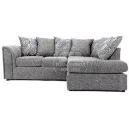 Furnishings For Less UK Byron Dundee Chenille Fabric 3 To 4 Seater L Shaped Corner Sofa  Light Grey Right Hand Facing - thumbnail 1