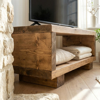 130X30Cm Torie Solid Wood Chunky Tv Unit - image 1