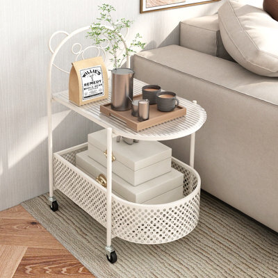 Costway Mobile Coffee Table Modern Sofa Side Table W/ Glass Top & Lockable Wheels - image 1
