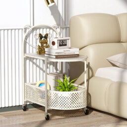 Costway Mobile Coffee Table Modern Sofa Side Table W/ Glass Top & Lockable Wheels - thumbnail 5