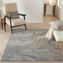 Light Grey Blue Rustic Textures Luxurious Modern Abstract Bedroom & Living Room Rug -282Cm X 389Cm - thumbnail 1
