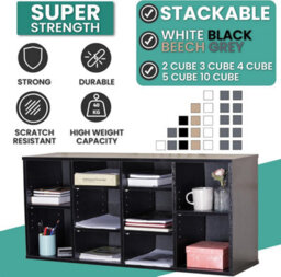 Home Treats Cube Bookshelf 2 Tier Storage Organiser Black Wooden Shelving Display Open Bookcase For Home Living Room Office Bedroom - thumbnail 6