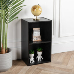 Home Treats Cube Bookshelf 2 Tier Storage Organiser Black Wooden Shelving Display Open Bookcase For Home Living Room Office Bedroom - thumbnail 7
