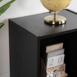Home Treats Cube Bookshelf 2 Tier Storage Organiser Black Wooden Shelving Display Open Bookcase For Home Living Room Office Bedroom - thumbnail 8