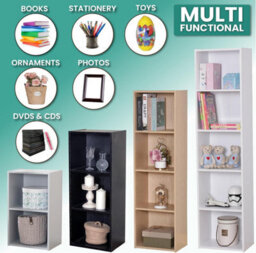 Home Treats Cube Bookshelf 2 Tier Storage Organiser Black Wooden Shelving Display Open Bookcase For Home Living Room Office Bedroom - thumbnail 4