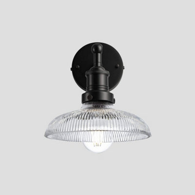 Industville Brooklyn Glass Dome Wall Light, 8 Inch, Black Holder - image 1