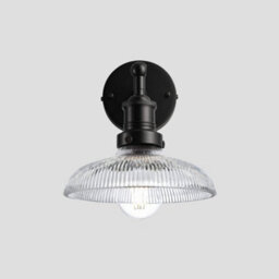 Industville Brooklyn Glass Dome Wall Light, 8 Inch, Black Holder - thumbnail 1