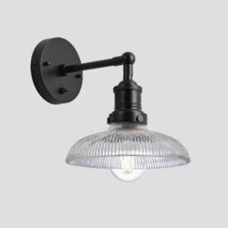 Industville Brooklyn Glass Dome Wall Light, 8 Inch, Black Holder - thumbnail 2