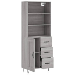 Berkfield Highboard Grey Sonoma 69.5X34X180 Cm Engineered Wood - thumbnail 4