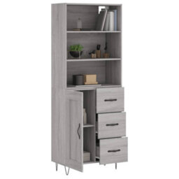 Berkfield Highboard Grey Sonoma 69.5X34X180 Cm Engineered Wood - thumbnail 3