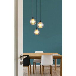 Luminosa Lighting Luminosa Ulf Cluster Pendant Ceiling Light Matt Black Ball Smoke Glass Shade 3X E27 - thumbnail 5