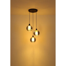 Luminosa Lighting Luminosa Ulf Cluster Pendant Ceiling Light Matt Black Ball Smoke Glass Shade 3X E27 - thumbnail 4