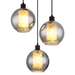 Luminosa Lighting Luminosa Ulf Cluster Pendant Ceiling Light Matt Black Ball Smoke Glass Shade 3X E27 - thumbnail 3
