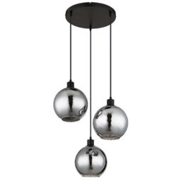 Luminosa Lighting Luminosa Ulf Cluster Pendant Ceiling Light Matt Black Ball Smoke Glass Shade 3X E27 - thumbnail 2