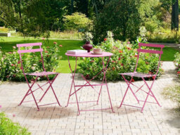 Beliani Bistro Set Folding Fiori Metal Pink - thumbnail 2