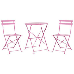 Beliani Bistro Set Folding Fiori Metal Pink - thumbnail 1