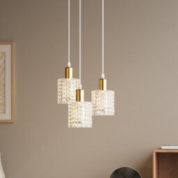 Living And Home Gold 3 Light Kitchen Island Table Lamp, Transparent Glass Lampshade, E27 Lamp Base, Bulb Not Included - thumbnail 4