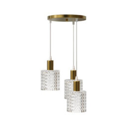 Living And Home Gold 3 Light Kitchen Island Table Lamp, Transparent Glass Lampshade, E27 Lamp Base, Bulb Not Included - thumbnail 5