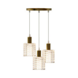 Living And Home Gold 3 Light Kitchen Island Table Lamp, Transparent Glass Lampshade, E27 Lamp Base, Bulb Not Included - thumbnail 6