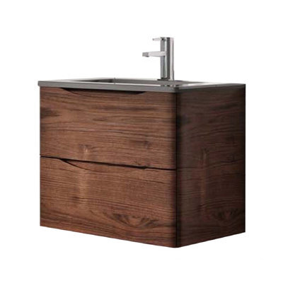 Plum&clay Eden Redwood Wall Hung Vanity Unit With Grey Glass Basin (W)600mm - image 1