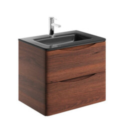 Plum&clay Eden Redwood Wall Hung Vanity Unit With Grey Glass Basin (W)600mm - thumbnail 4