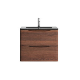 Plum&clay Eden Redwood Wall Hung Vanity Unit With Grey Glass Basin (W)600mm - thumbnail 5