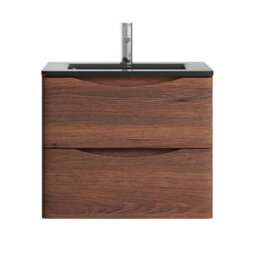 Plum&clay Eden Redwood Wall Hung Vanity Unit With Grey Glass Basin (W)600mm - thumbnail 2