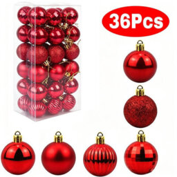 Amorly 36Pack Red Christmas Ball Ornaments,4Cm Small Shatter Resistant Plastic Hanging Baubles, Indoor&outdoor Christmas Tree Decorations - thumbnail 1