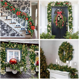 Christmas Led Rattan Garland Decorative, Christmas Garland Artificial Tree Rattan Banner Decoration Wreath - thumbnail 3