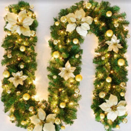 Christmas Led Rattan Garland Decorative, Christmas Garland Artificial Tree Rattan Banner Decoration Wreath