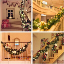 Christmas Led Rattan Garland Decorative, Christmas Garland Artificial Tree Rattan Banner Decoration Wreath - thumbnail 4