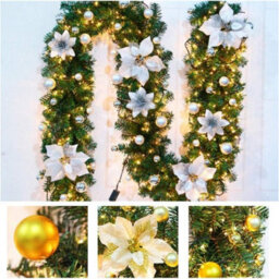 Christmas Led Rattan Garland Decorative, Christmas Garland Artificial Tree Rattan Banner Decoration Wreath - thumbnail 5