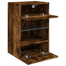 Walplus Tv Wall Cabinets With Led Lights 2 Pcs Smoked Oak 40X30X60.5 Cm - thumbnail 8