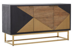 Orsina Three Door Sideboard, High Gloss And Concrete Grey 3 Door Buffet Cabinet, Open Shelved Storage Unit - thumbnail 2