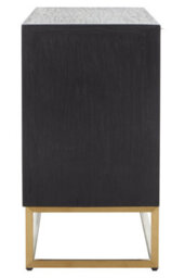 Orsina Three Door Sideboard, High Gloss And Concrete Grey 3 Door Buffet Cabinet, Open Shelved Storage Unit - thumbnail 3