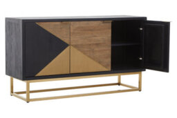 Orsina Three Door Sideboard, High Gloss And Concrete Grey 3 Door Buffet Cabinet, Open Shelved Storage Unit - thumbnail 4