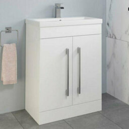 Affine 1700mm Gloss White Bathroom Suite Straight Bath Toilet Basin Sink Vanity Unit - thumbnail 4