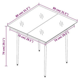 Walplus Garden Dining Table Black 80X80X74 Cm Steel And Glass - thumbnail 5