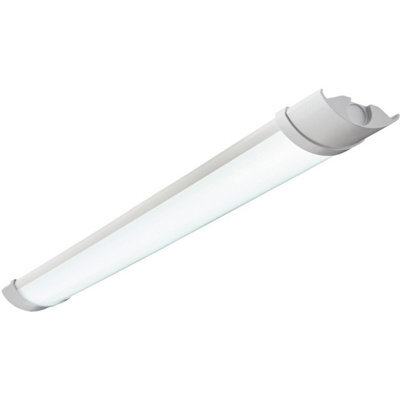2Ft Ip65 Flush Batten Light - 18W Daylight White Led - Opal & Gloss White Pc - image 1