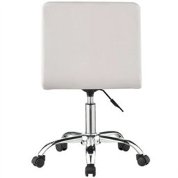 Adjustable Pu Leather Swivel Office Chair White Home Desk Stool - thumbnail 6