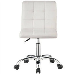 Adjustable Pu Leather Swivel Office Chair White Home Desk Stool - thumbnail 4