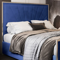 Roxy Upholstered Soft Velvet Metal Bed Frame - Blue - thumbnail 2