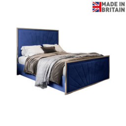 Roxy Upholstered Soft Velvet Metal Bed Frame - Blue - thumbnail 6