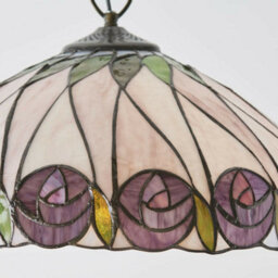 Tiffany Glass Hanging Ceiling Pendant Light Bronze & Round Rose Shade I00125 - thumbnail 3