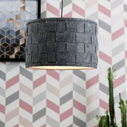 Valuelights Monza Pair Of Large Modern Weave Design Drum Ceiling Light Shades In Grey Felt Finish (D)32Cm - thumbnail 5