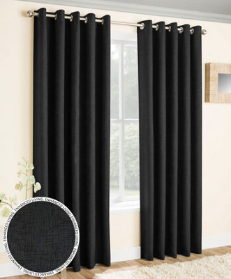 Enhanced Living Vogue Black 90 X 90 Inch (229X229Cm) Eyelet Thermal Noise Reducing Dim Out Curtains (Pair) - image 1