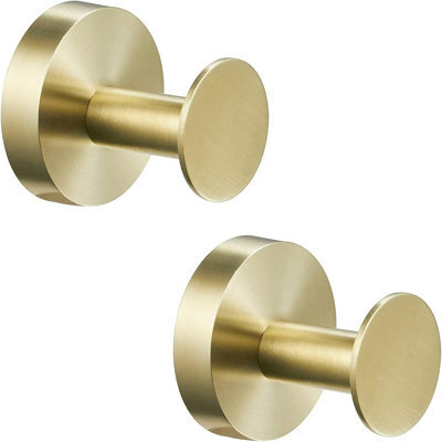 Round Bottom Stainless Steel Clothes Hooks, Bathrobe Hooks, Gold Color, Brushed Finish - image 1